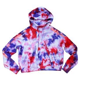 Zoe Jordan Cashmere Wool Blend Cropped Tie Dyed Hoodie XS Purple Pink